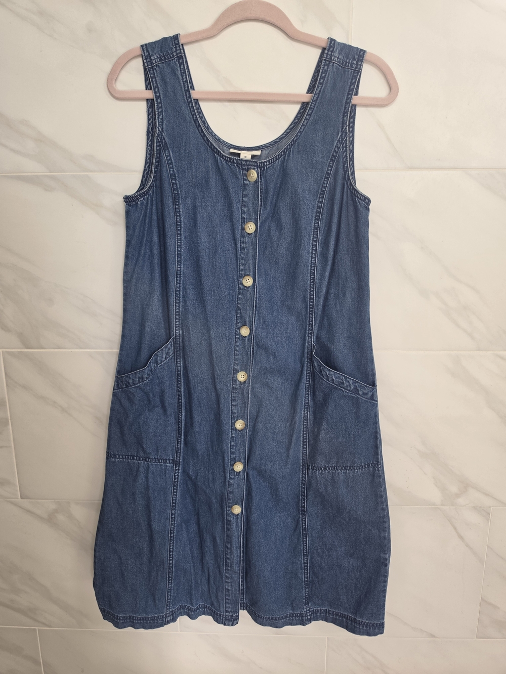 Style & Co. Blue Denim Midi Button-Front Dress